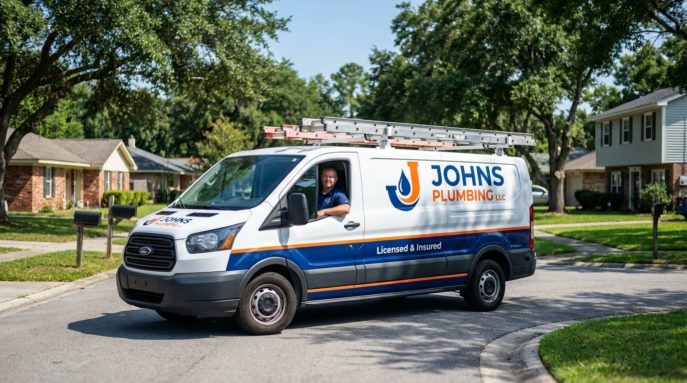 Johns Plumbing LLC service van in Pottsville, PA