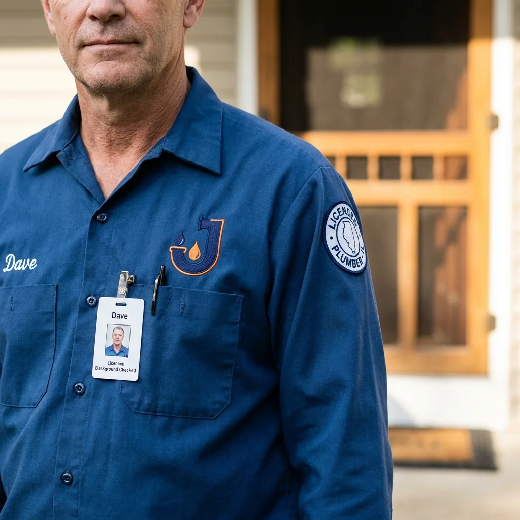 Licensed plumber showing ID badge in Pottsville, PA