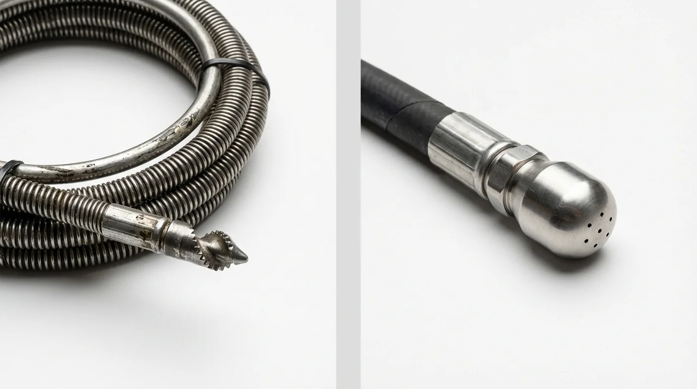 Drain snake cable and hydro jetting nozzle used for drain cleaning in Pottsville, PA