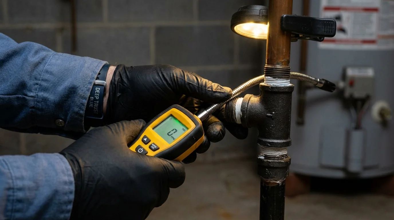 Gas leak detection with electronic sniffer by Johns Plumbing LLC in Pottsville