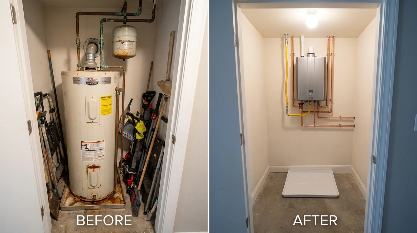 Tank water heater versus wall-mounted tankless unit comparison for Pottsville, PA homeowners